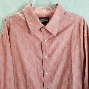 CREMIEUX Men's Shirt Big & Tall 2XT Red Paisley Pearl Snap Long Sleeve Flip Cuff